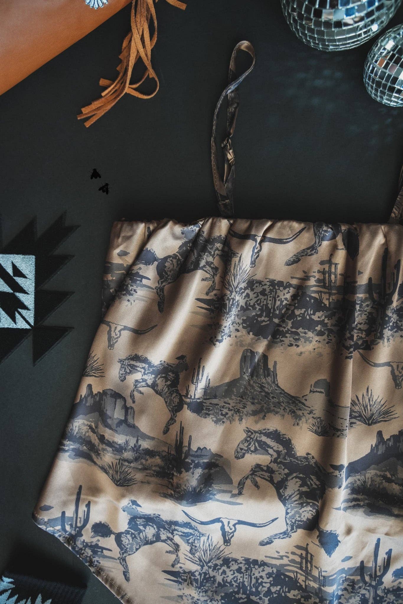Bandana Bucking Horse Satin Tank Top