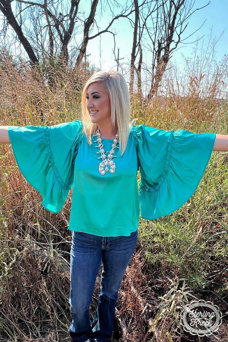 Into the Night Satin Top Teal