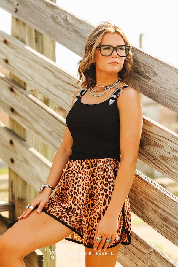 Black Buckle Strap Western Tank Top