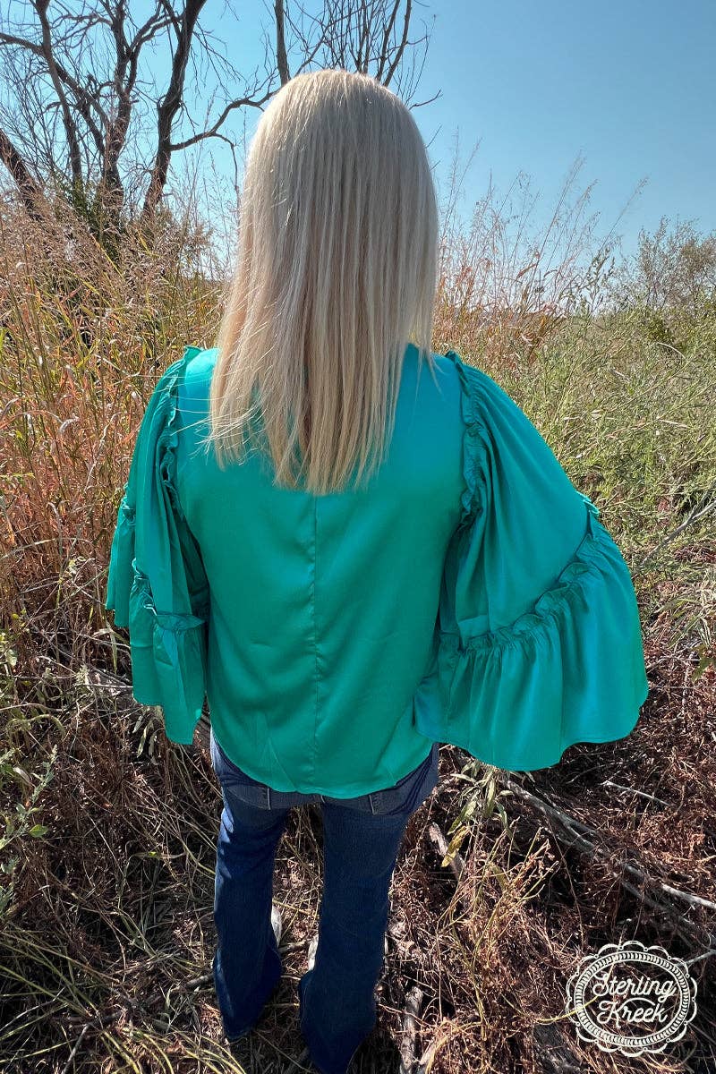 Into the Night Satin Top Teal