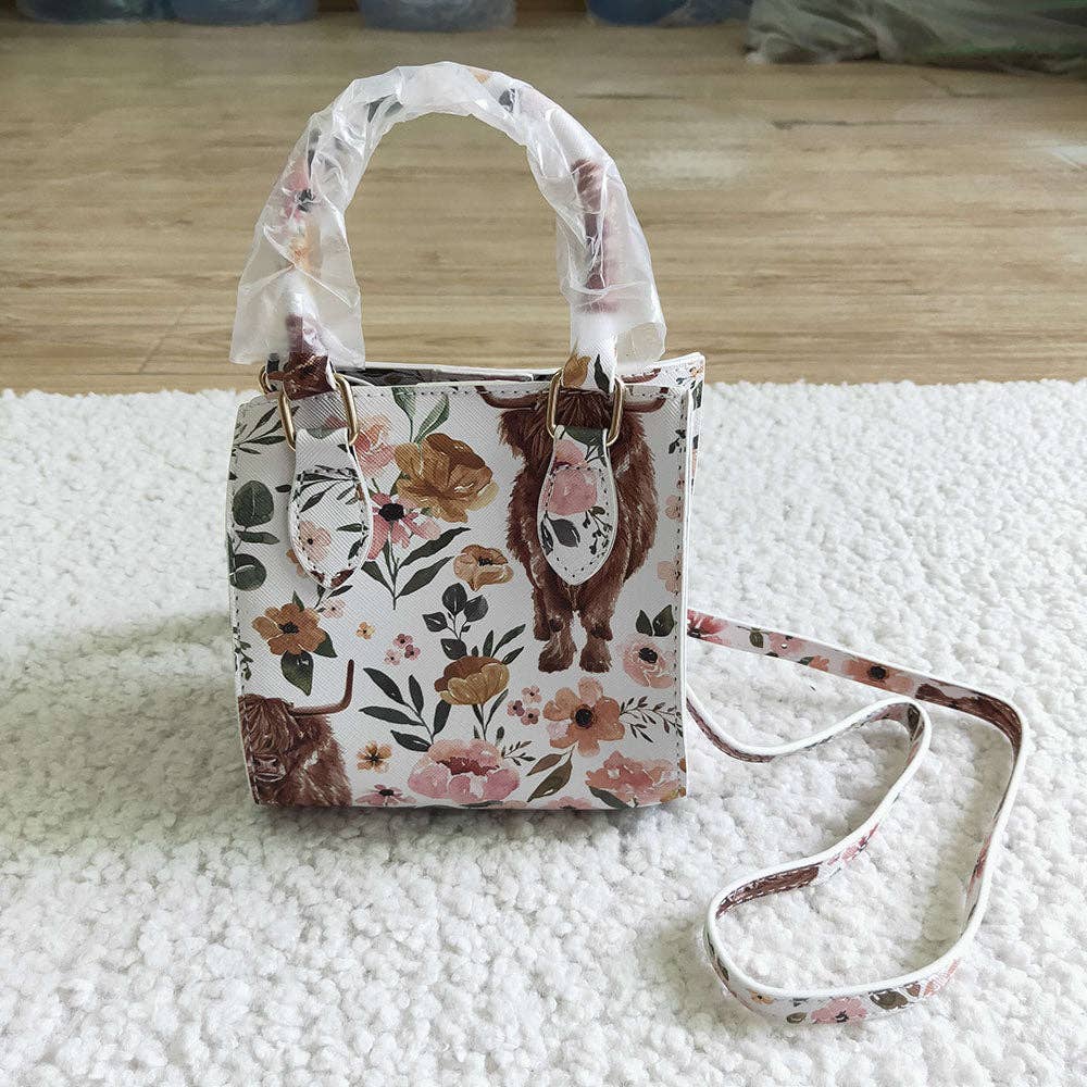 Pink floral girls' western crossbody purse