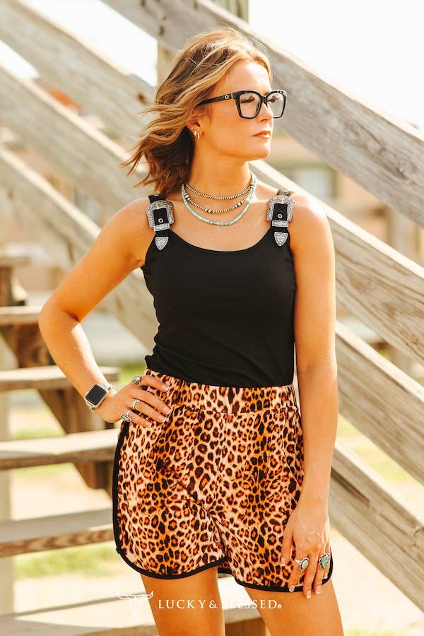 Black Buckle Strap Western Tank Top