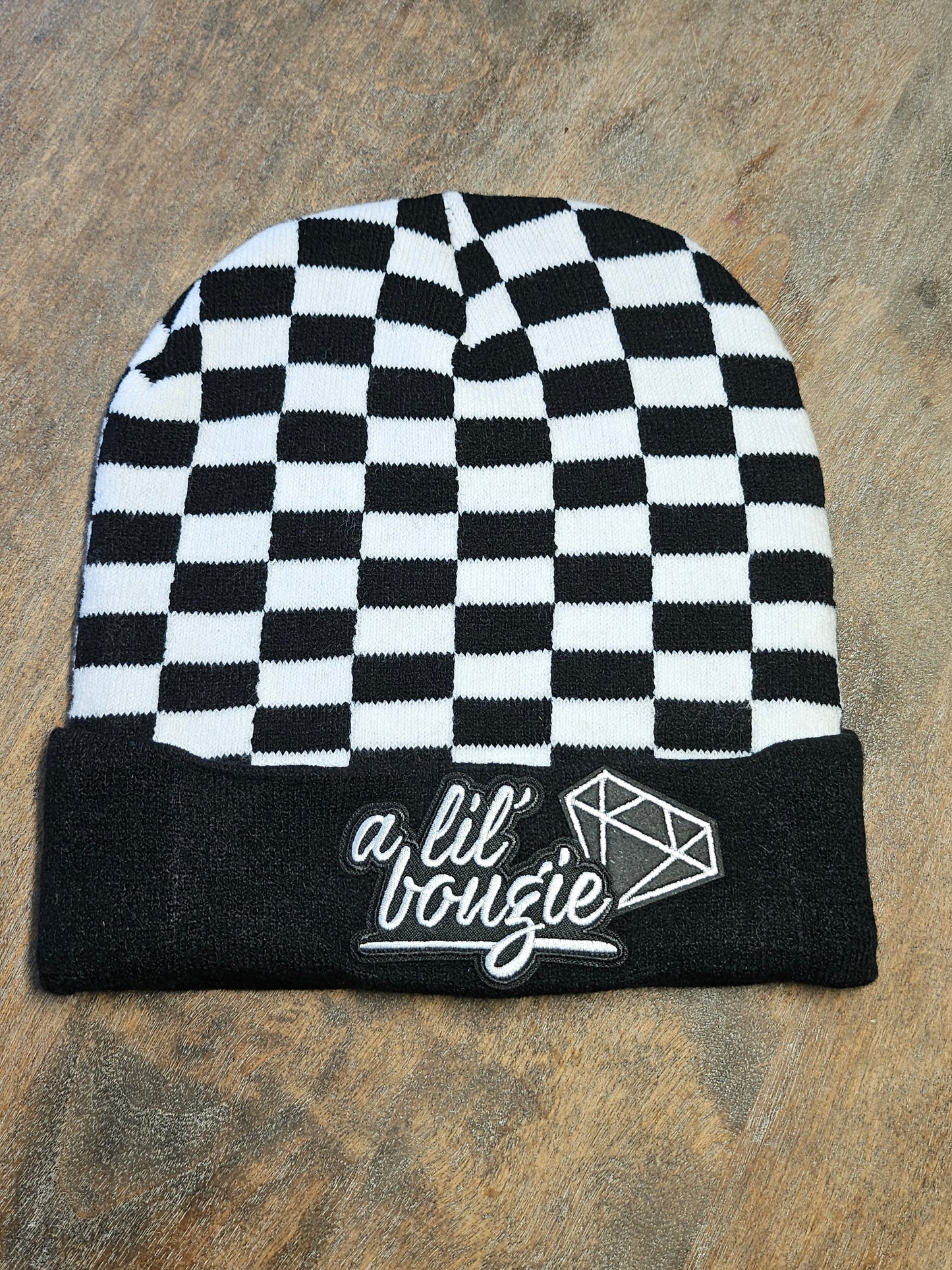 Beanie with embroidered patch
