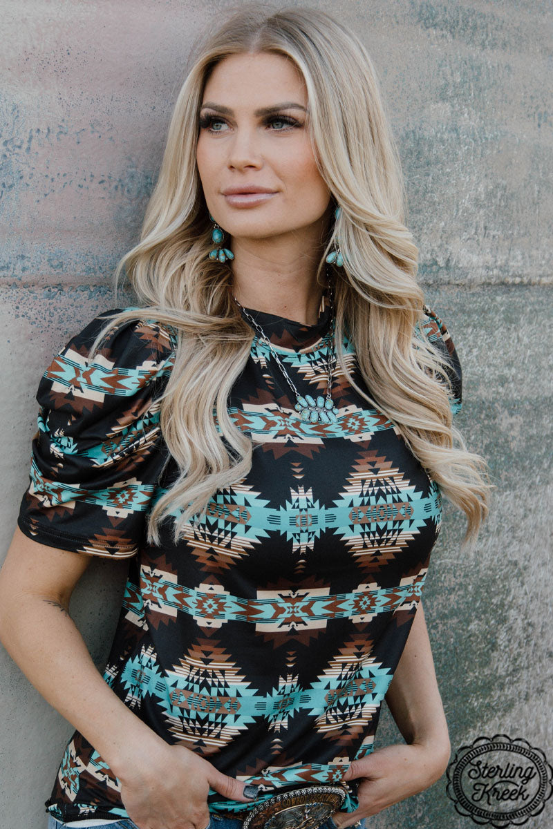 Bermuda Bubble Western Aztec Top