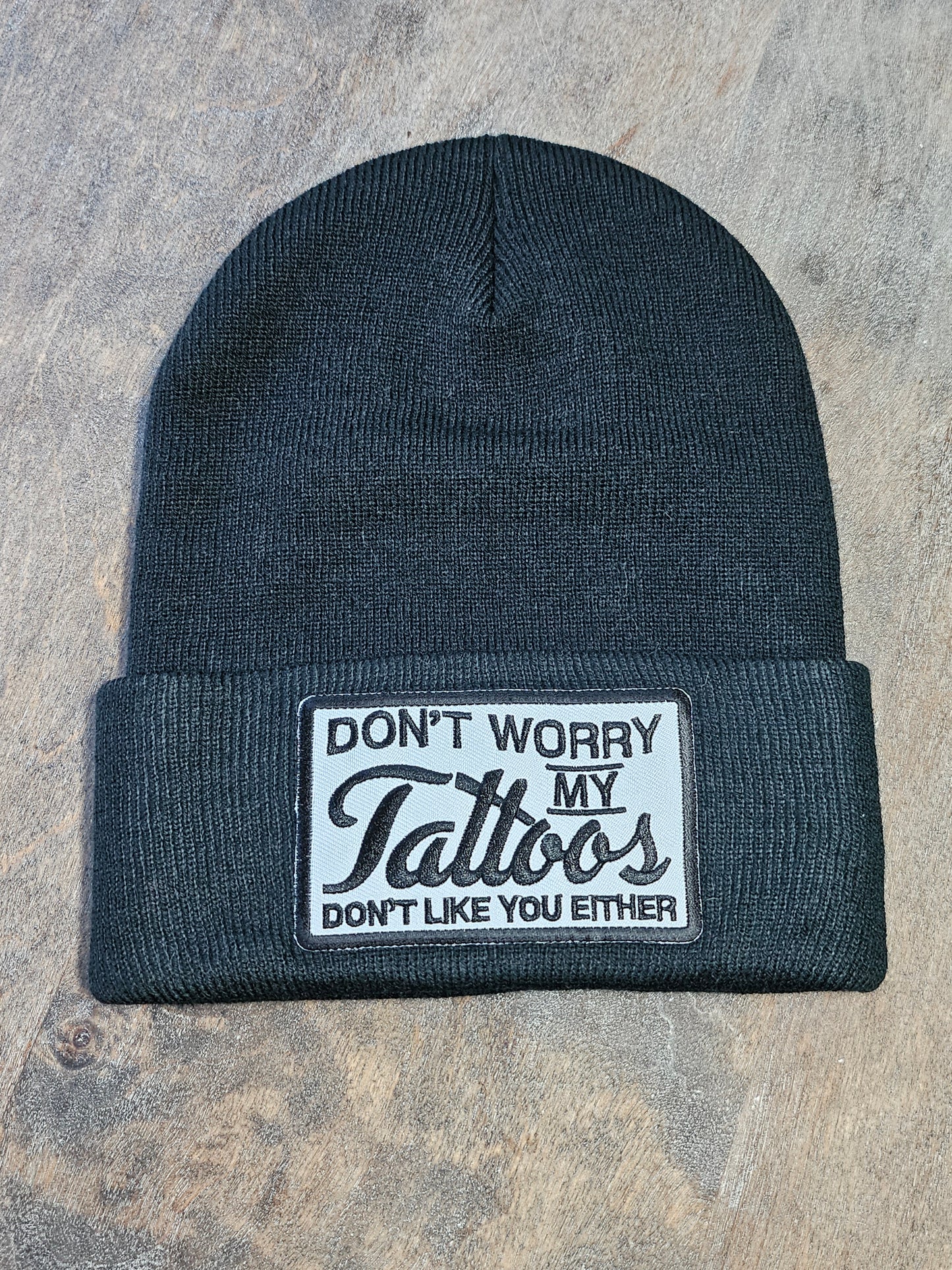 Black Beanie with embroidered patch