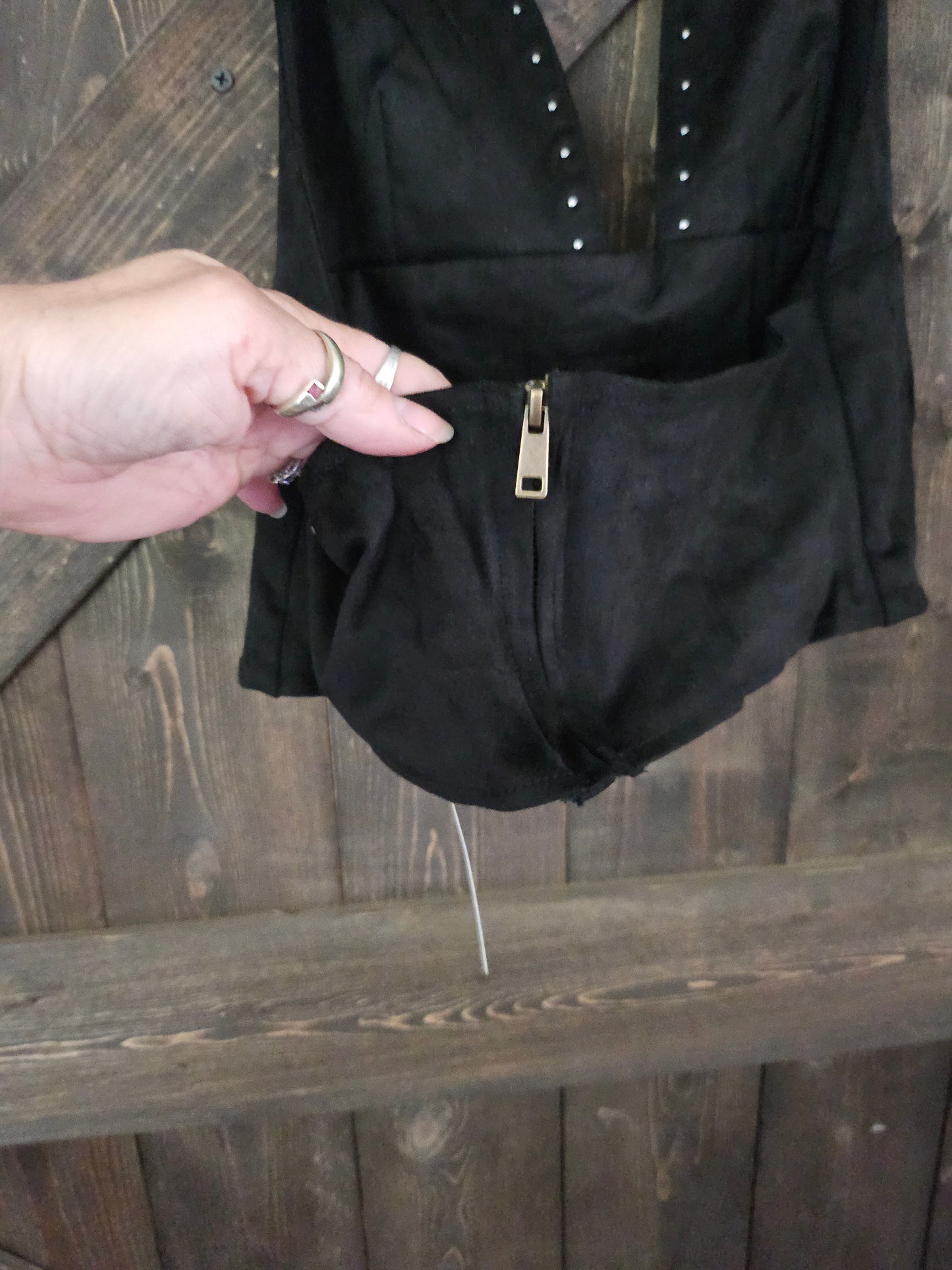 Black Embroidered Boot-stitch Halter Top
