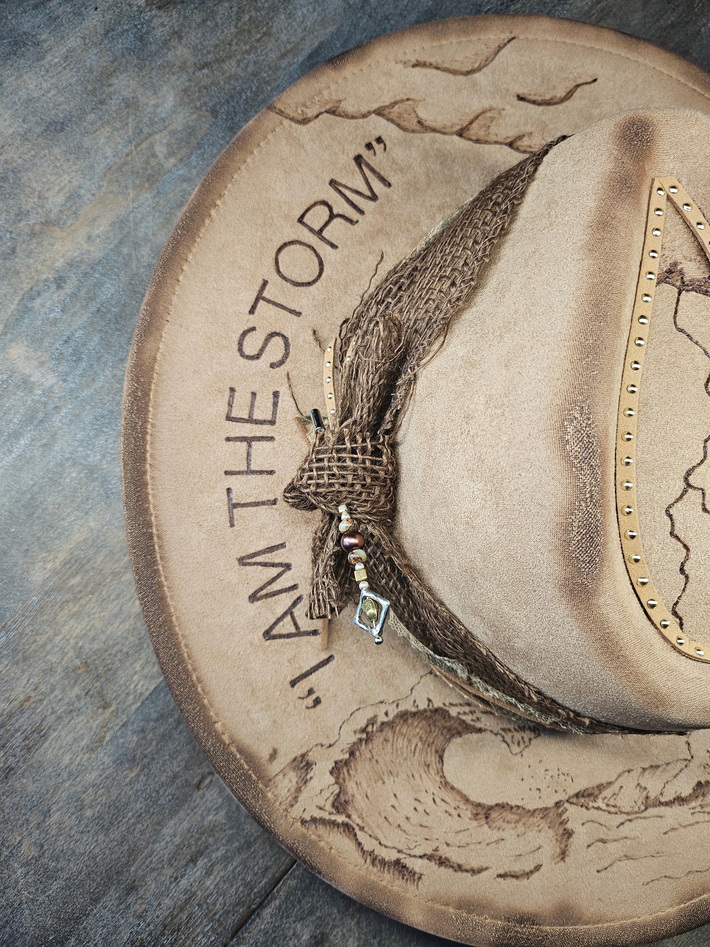 Fedora-Style Cowboy Hat Hand Burned With "I am the storm"