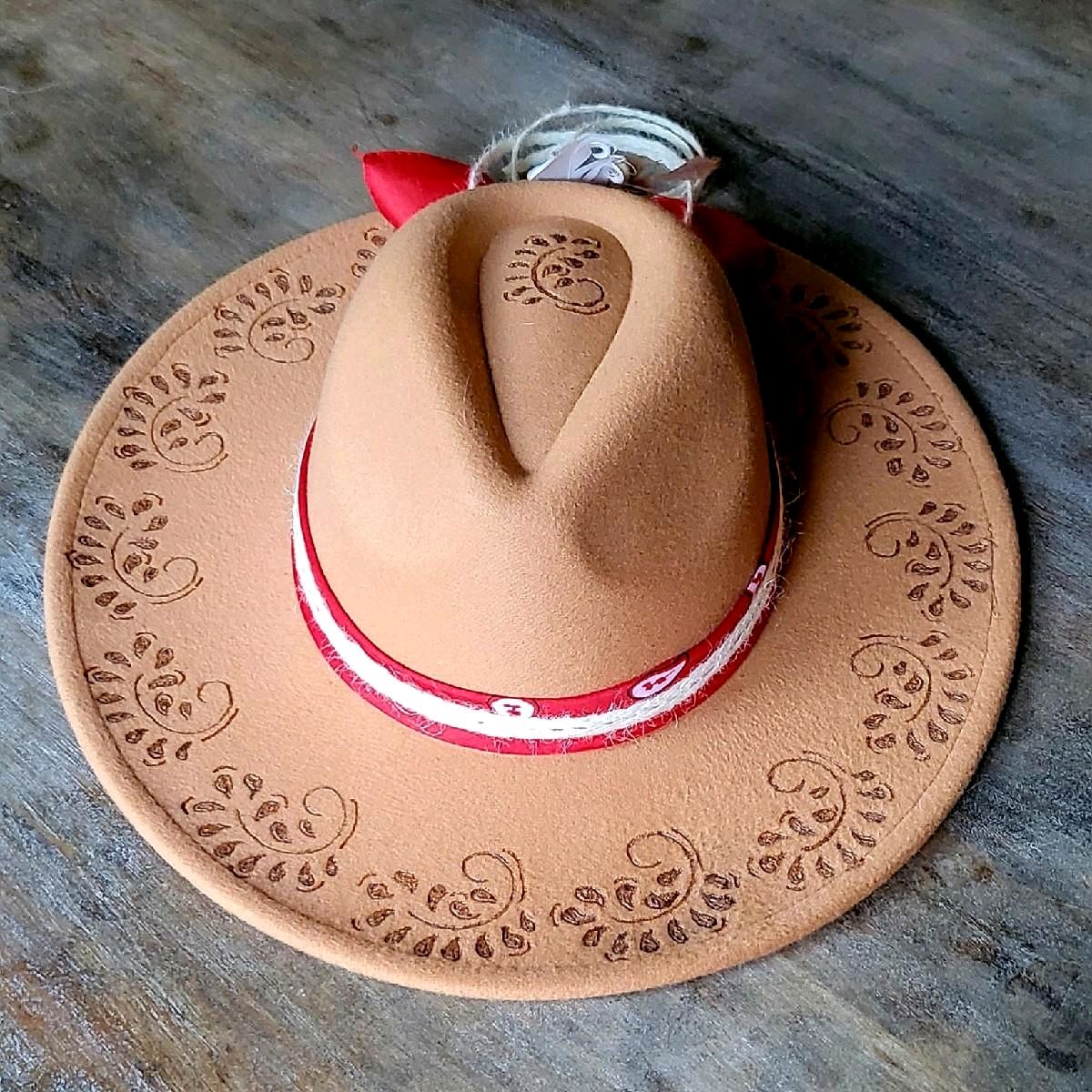Fedora-Style Cowboy Hat Hand Burned