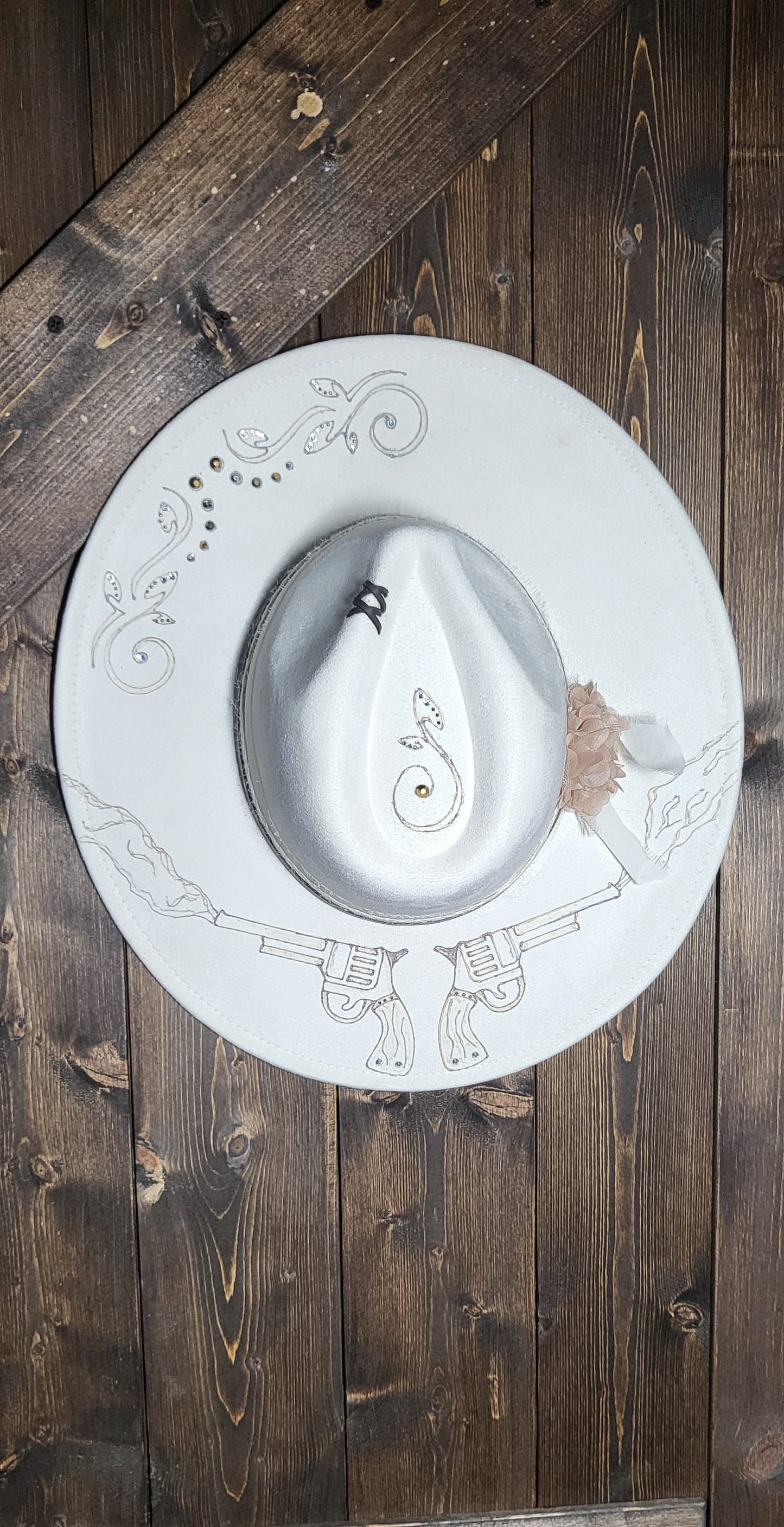 Fedora-Style Cowboy Hat Hand Burned With Guns