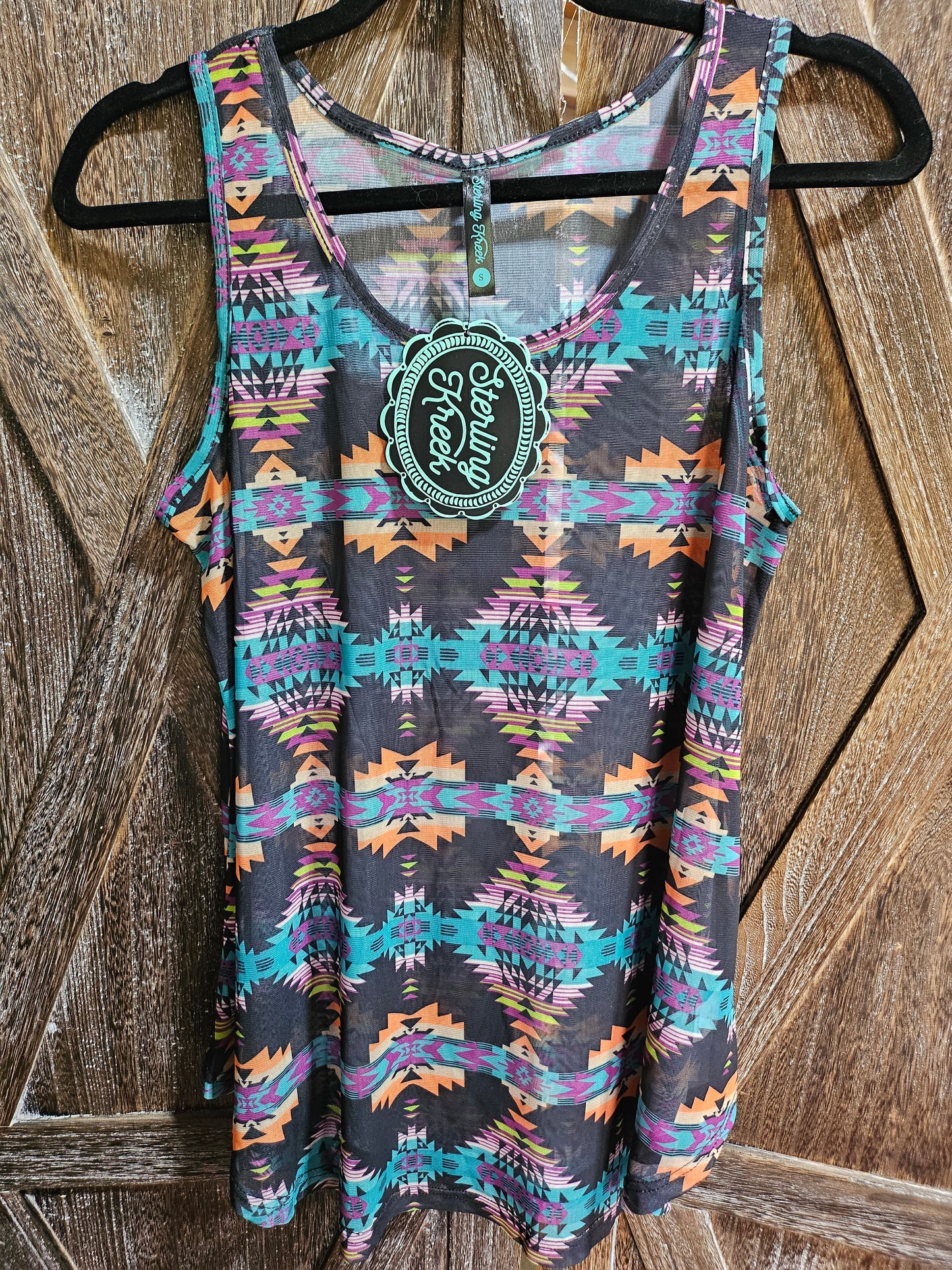 Women's Mesh Multicolor Aztec Tank Top