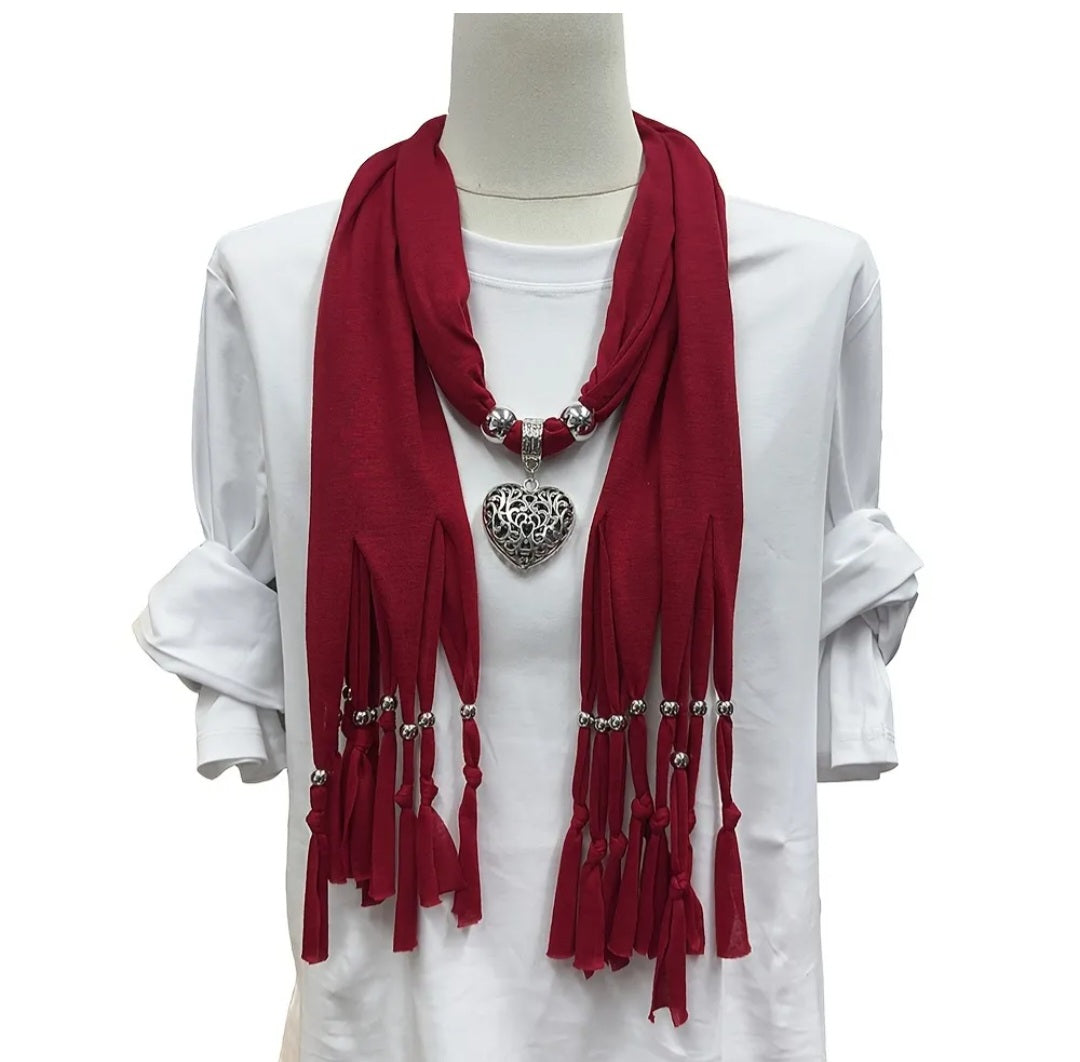Silver pendant wrap scarf