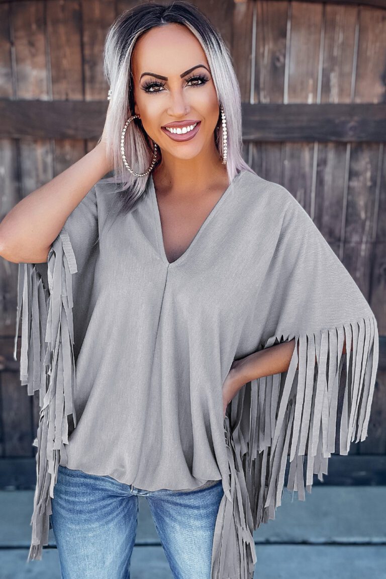 Grey Fringe Women's Top