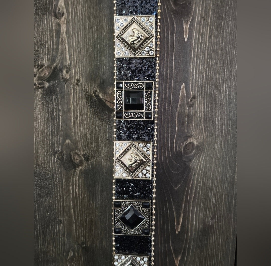 Black western rhinestone concho belt