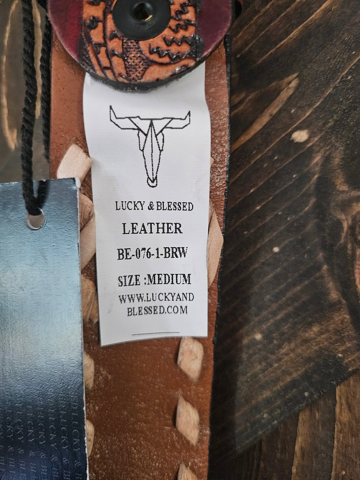 Brown Tooled Western Leather Belt W Floral Detail