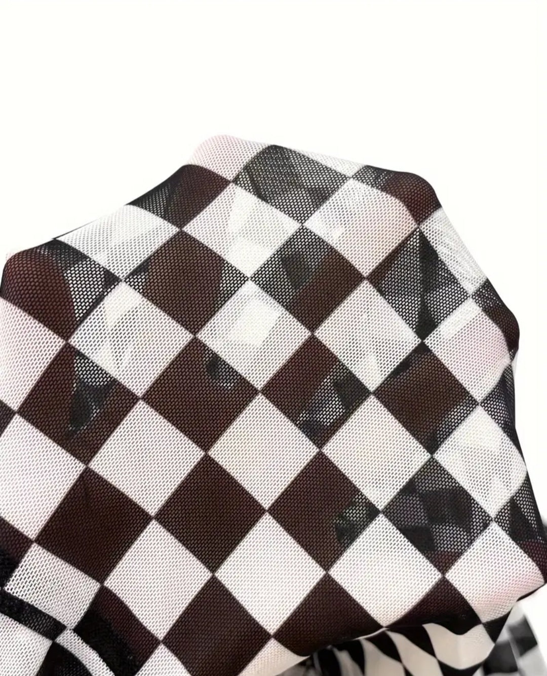 Mesh checkered bodysuit