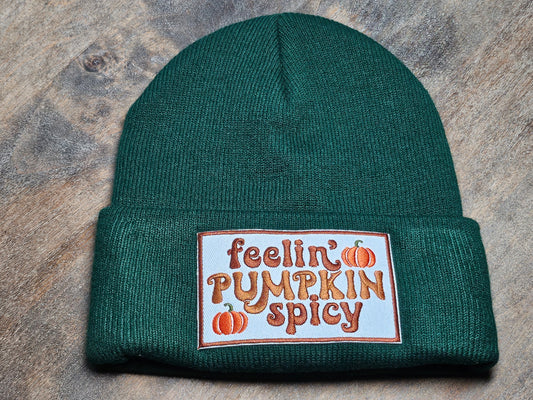 Beanie with embroidered patch