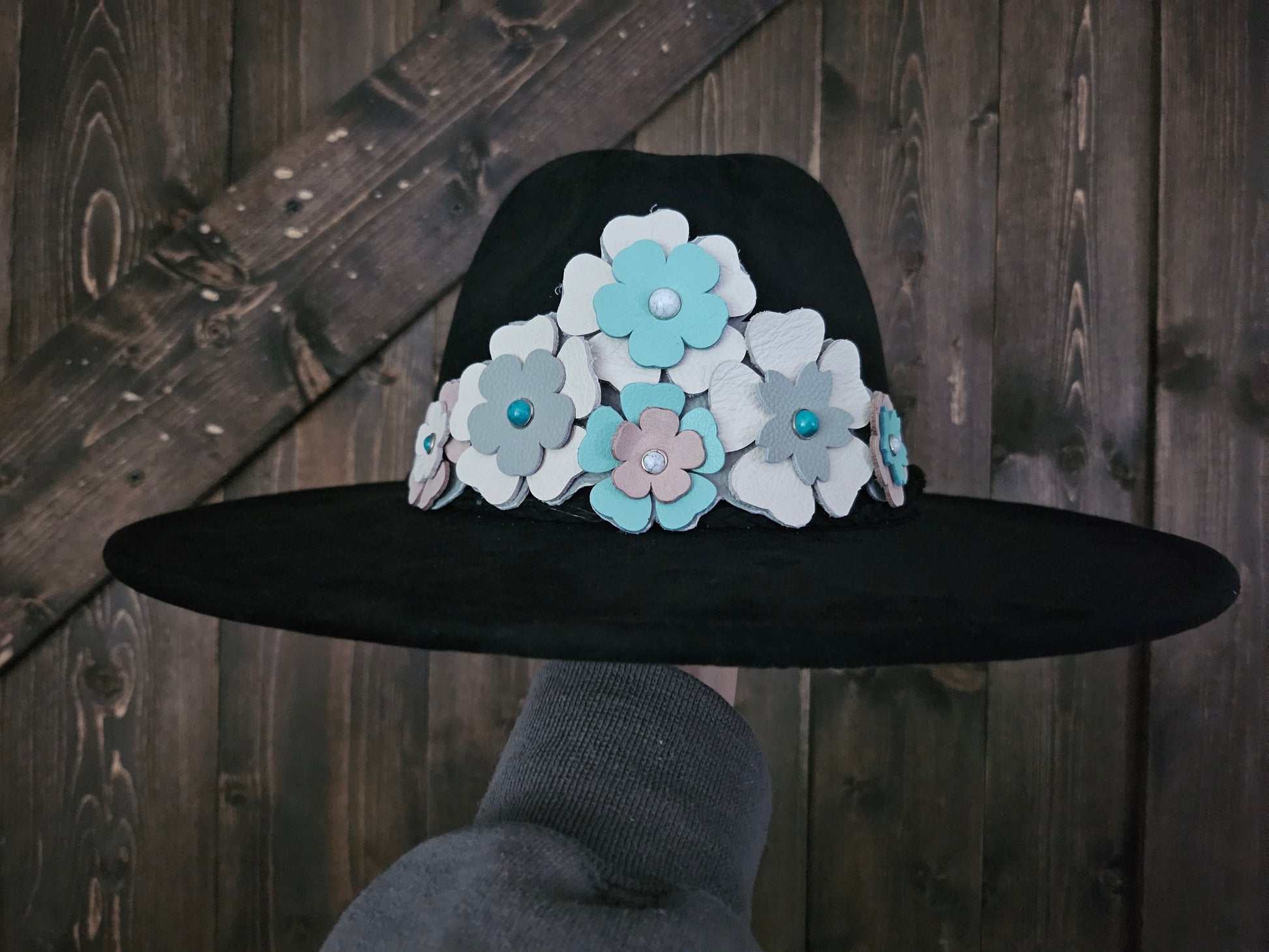 Leather hatband.