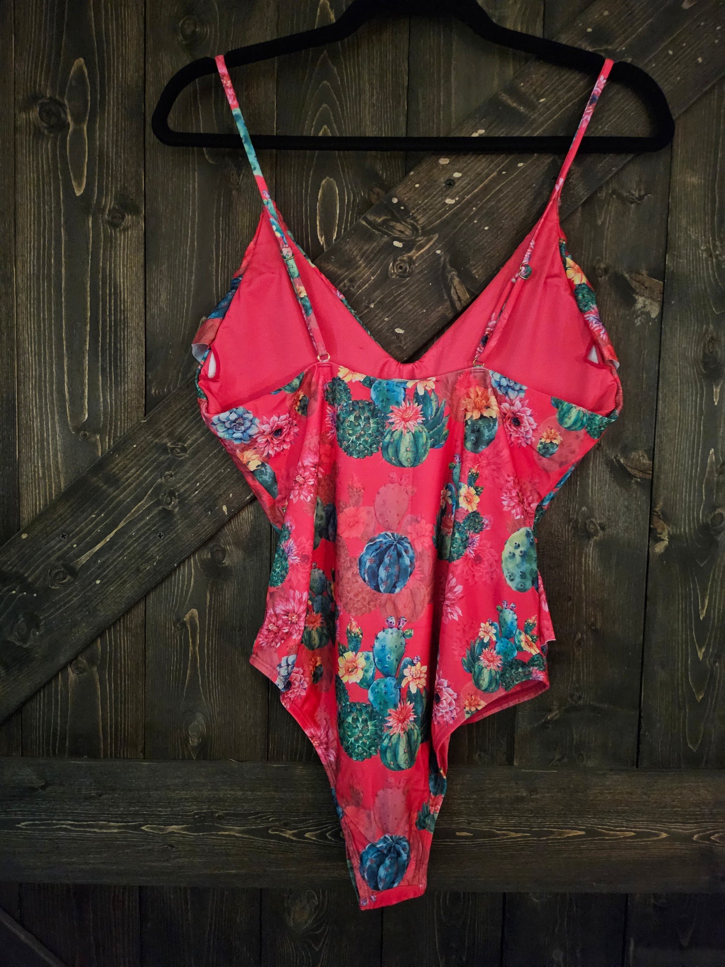 Pink Cactus Ruffled Swimsuit