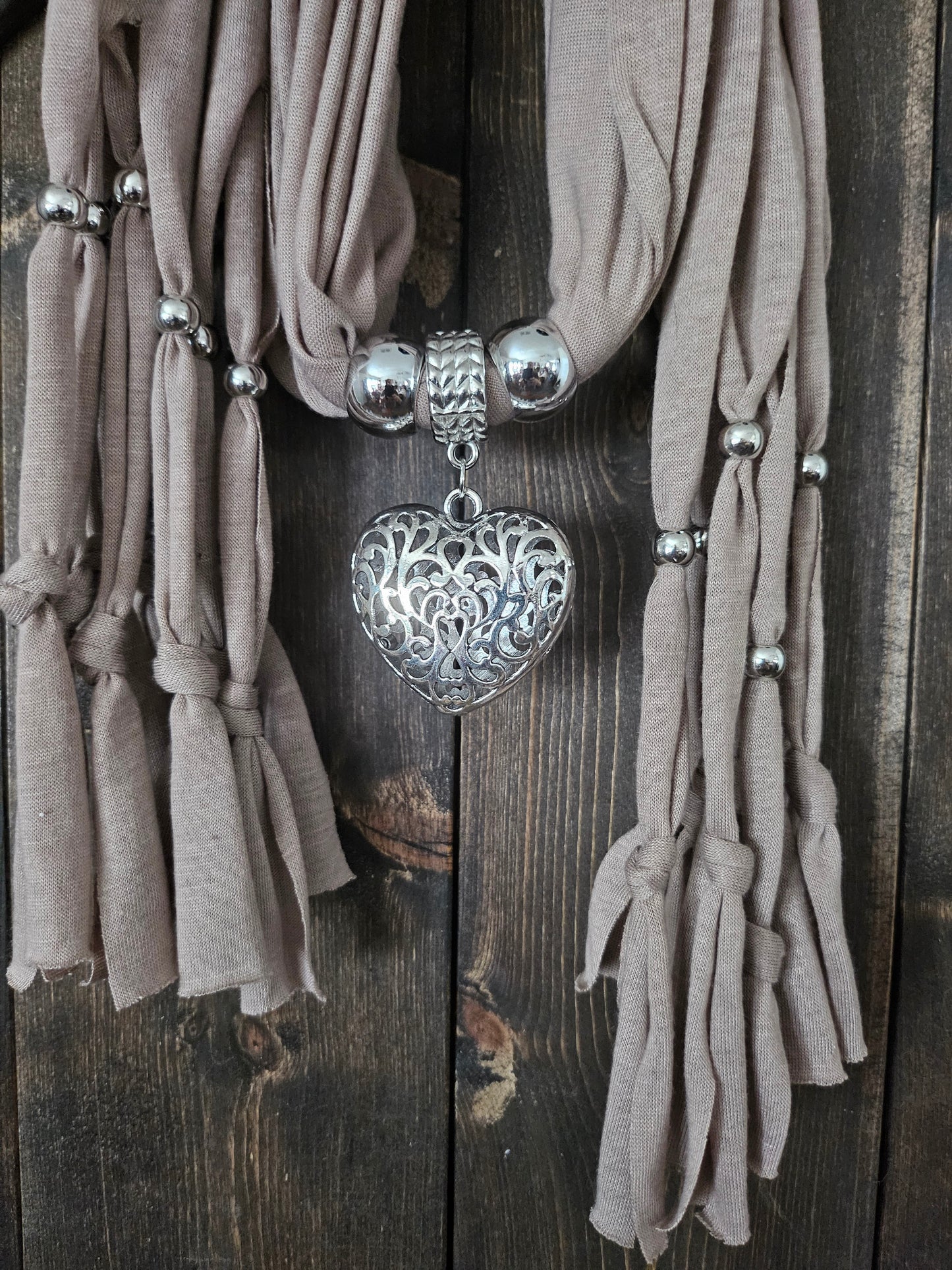 Silver pendant wrap scarf