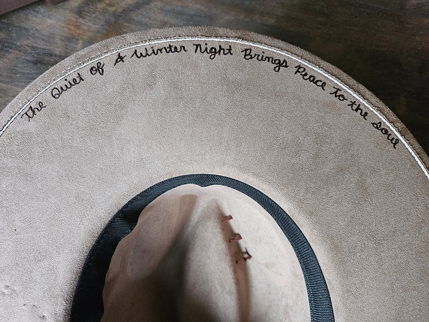 Fedora-Style Cowboy Hat Hand Burned With Genuine Leather