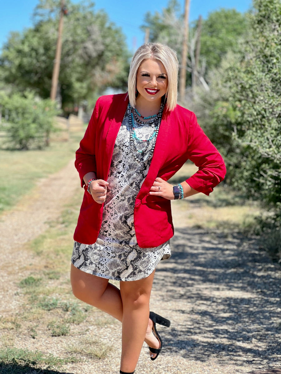 Snakeskin Print Short-Sleeve Dress