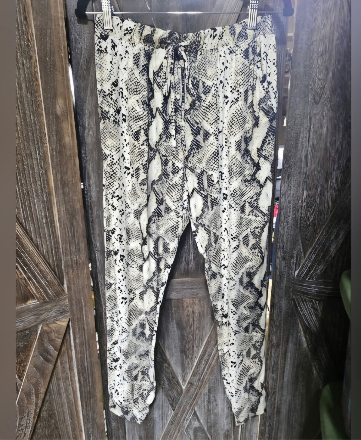 Ivory Snake Print Joggers With Pockets