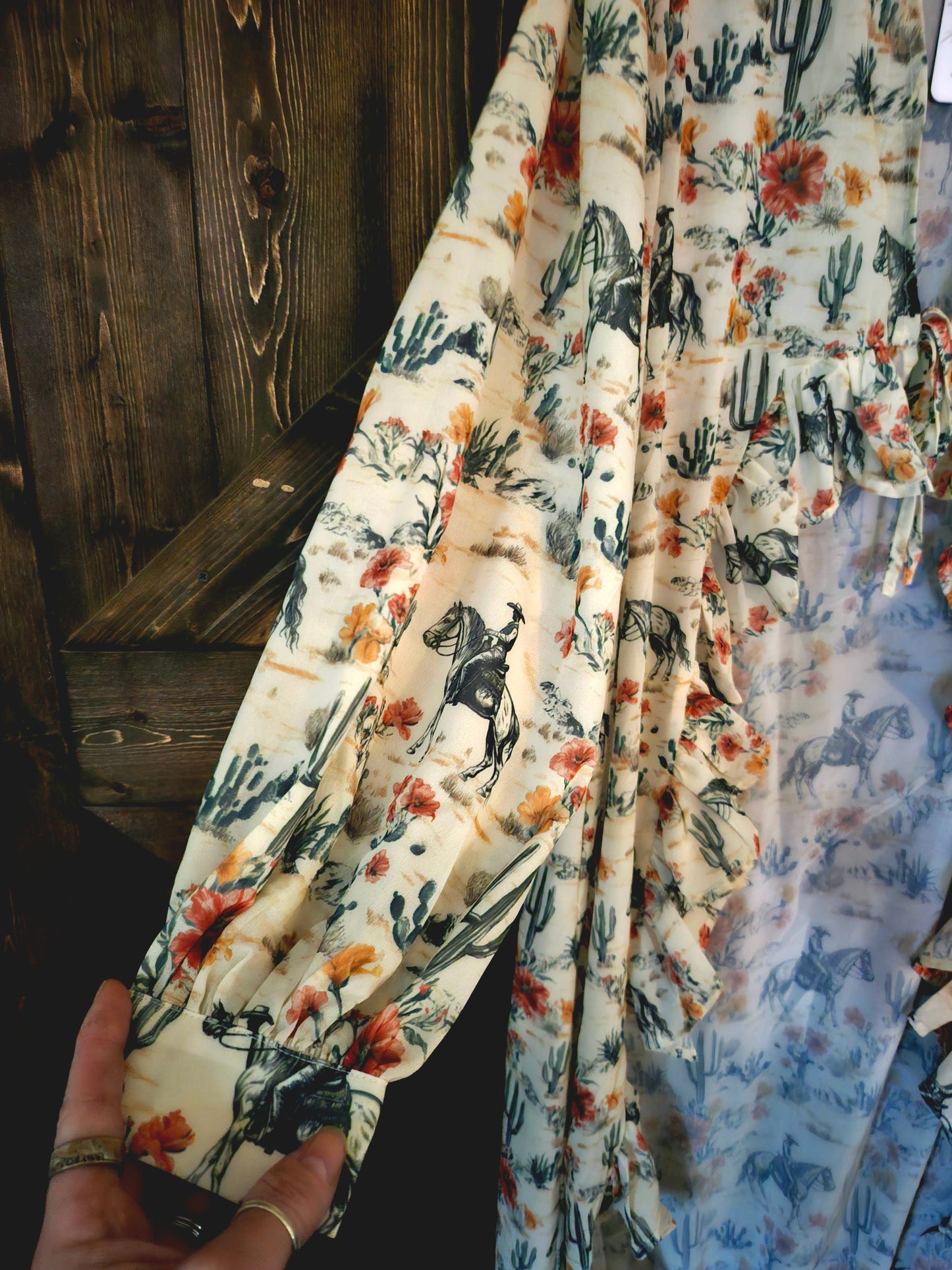 Floral Cowboy Ruffle Kimono Duster