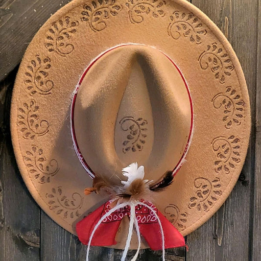 Fedora-Style Cowboy Hat Hand Burned