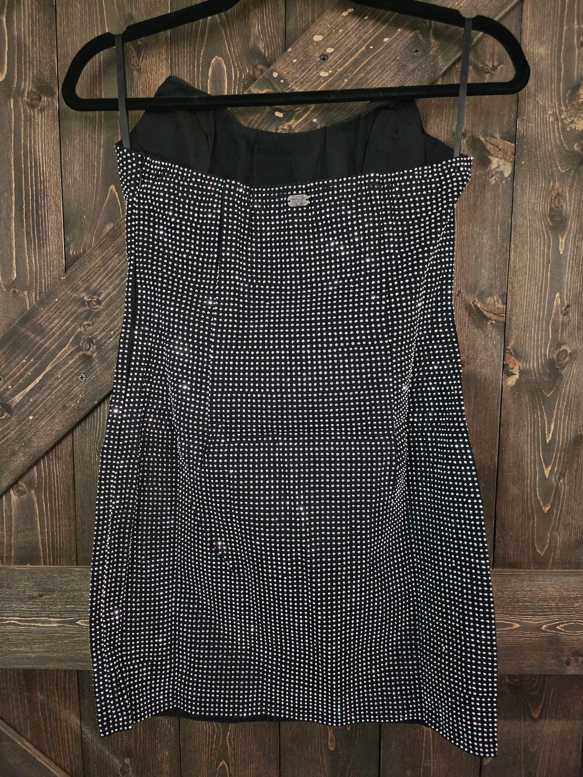 Black Rhinestone Strapless Dress
