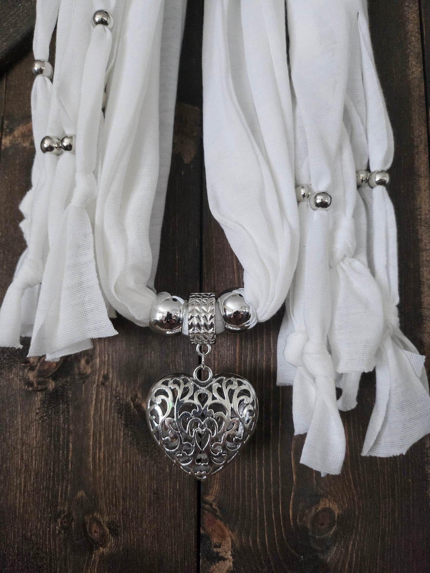 Silver pendant wrap scarf