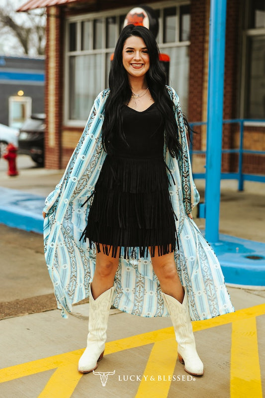 Aztec Mesh kimono duster cardigan.