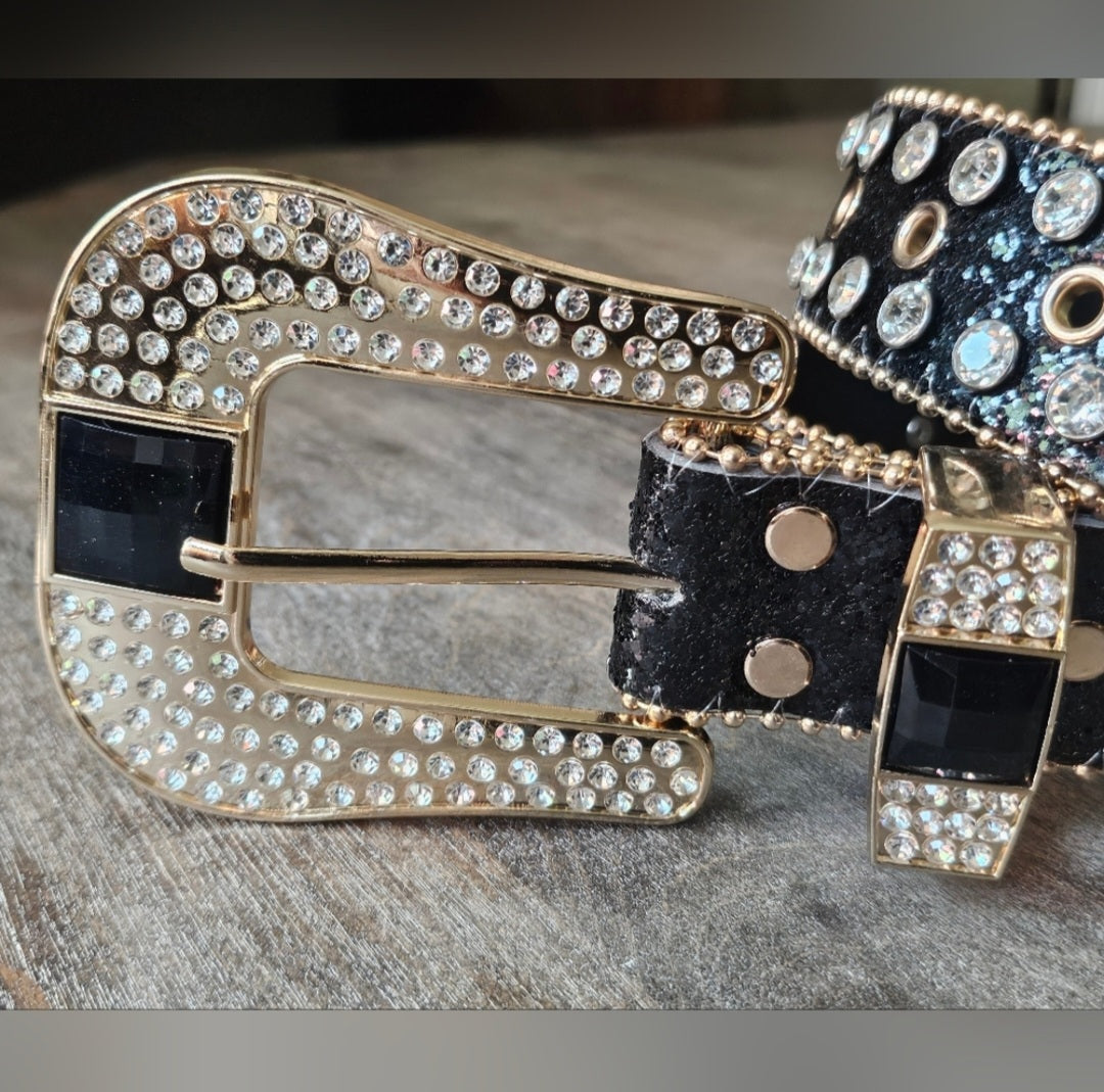 Black western rhinestone concho belt