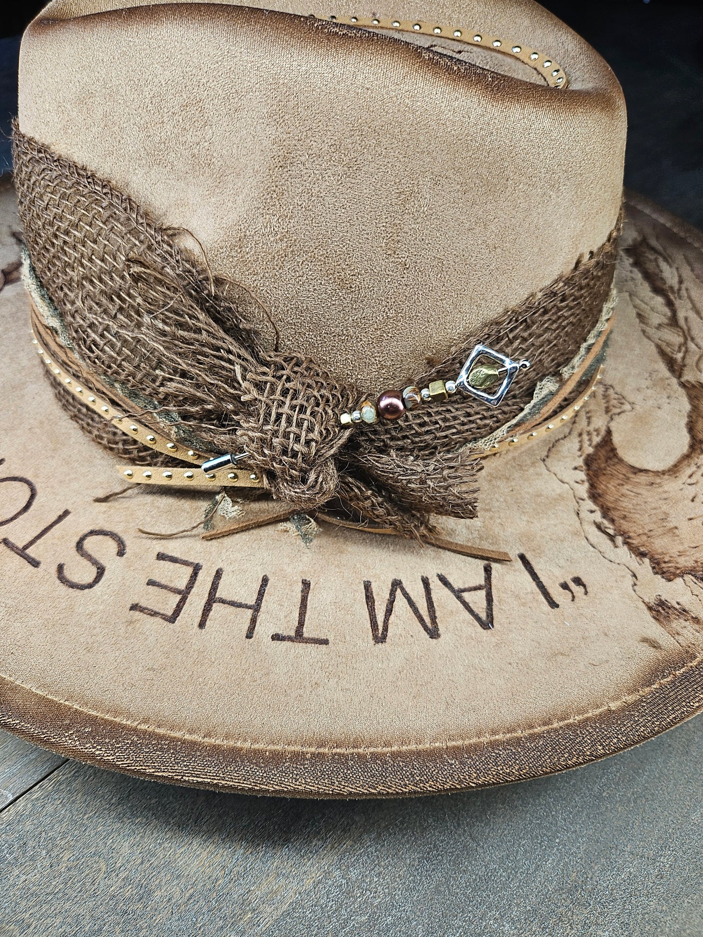 Fedora-Style Cowboy Hat Hand Burned With "I am the storm"