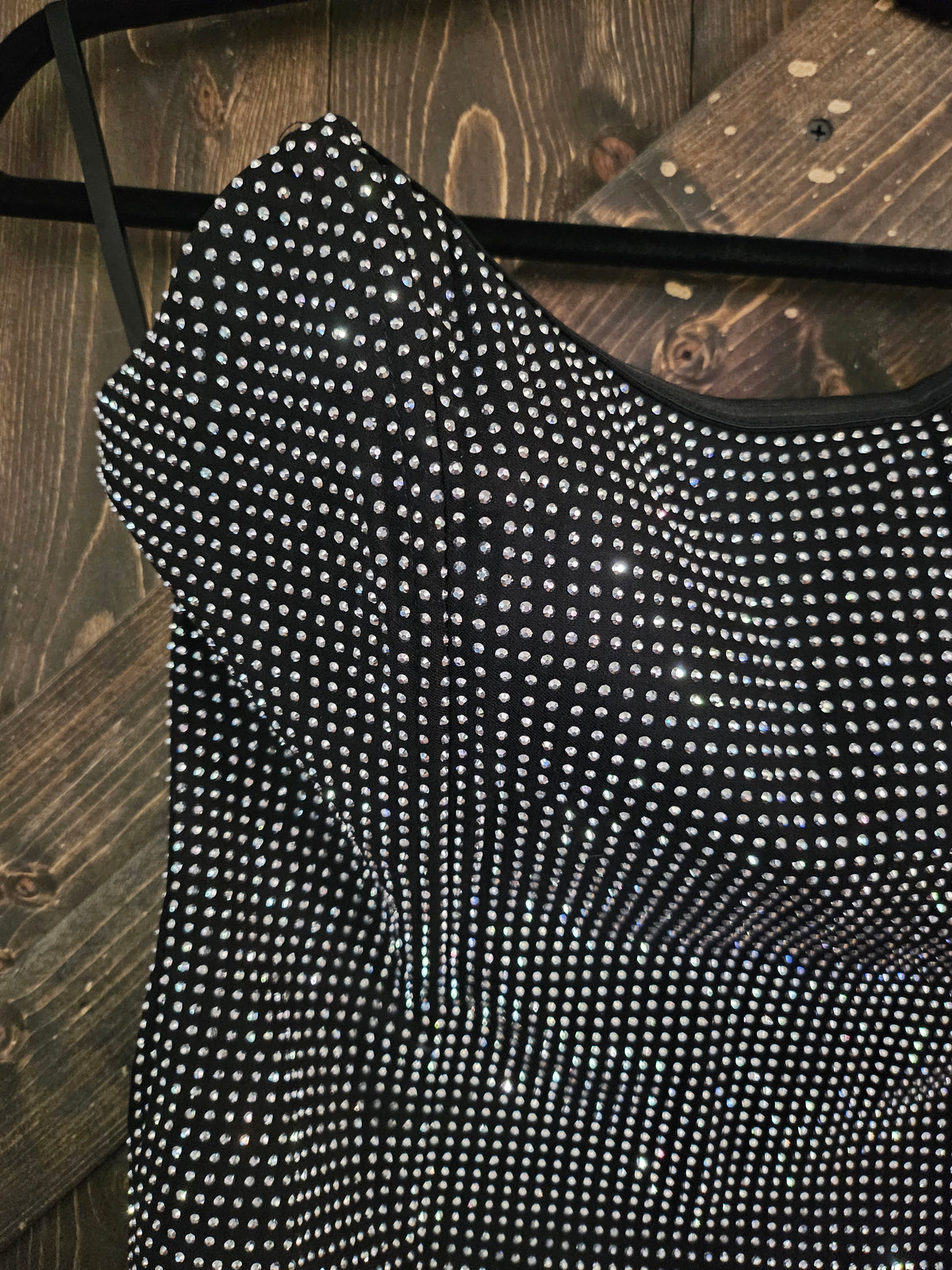 Black Rhinestone Strapless Dress