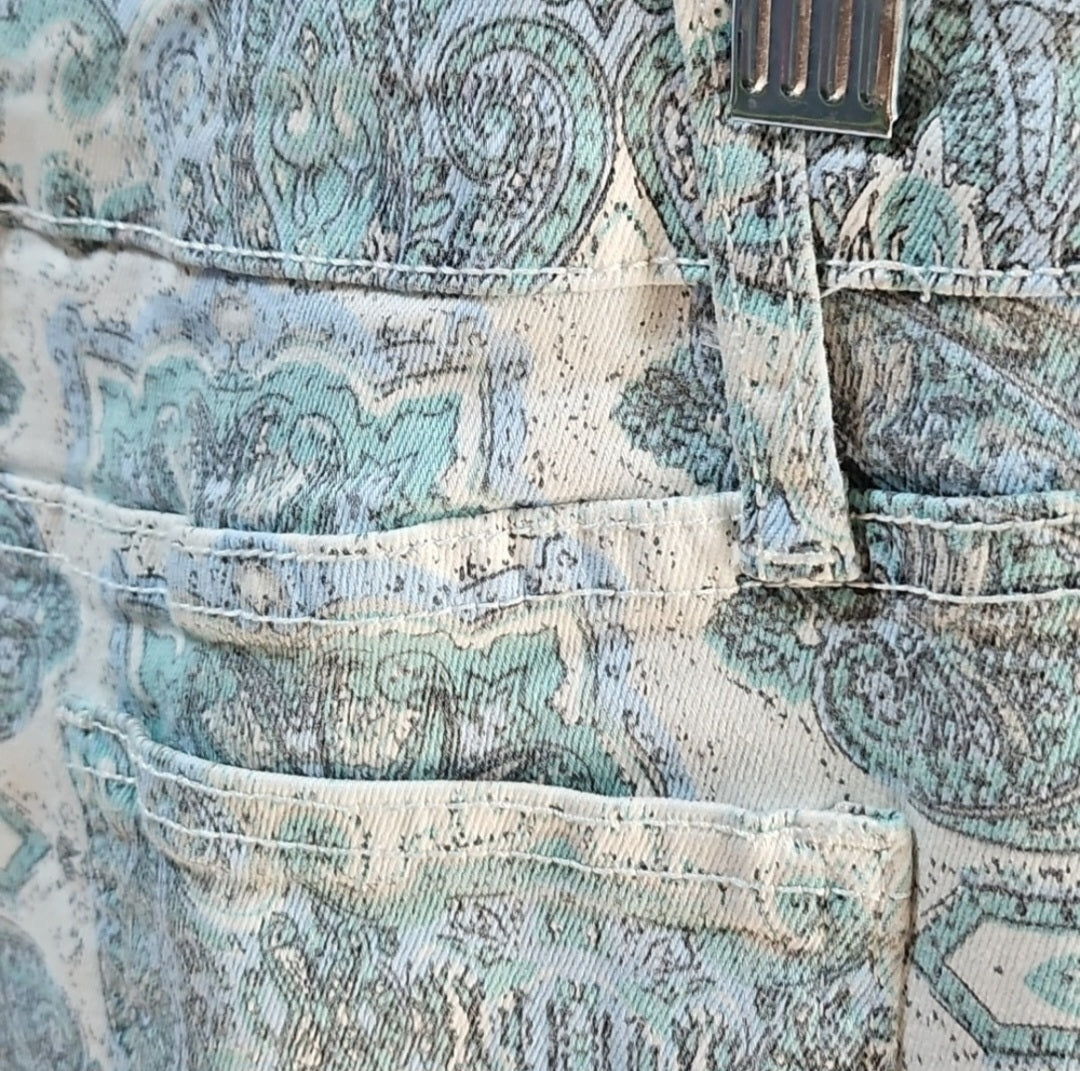 Western Paisley Print Flare Jeans