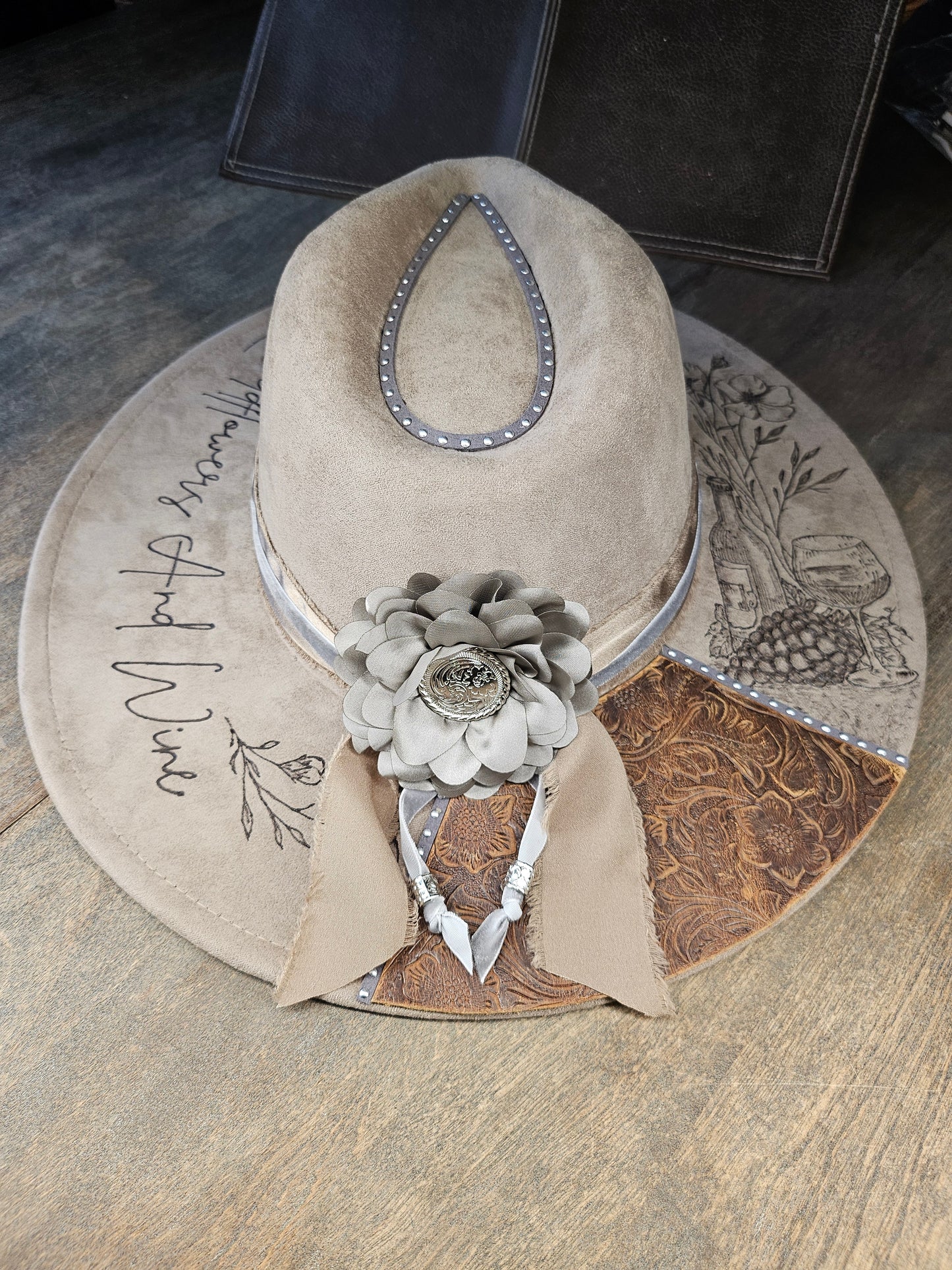 Fedora-style Cowboy Hat Hand Burned 
Inspired by Jessie Murph, Hand Burned