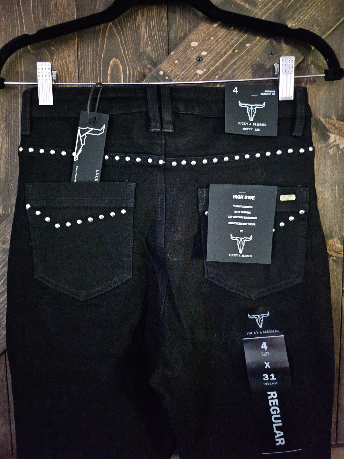 Black Vintage Studded Front Side Buckle Pants