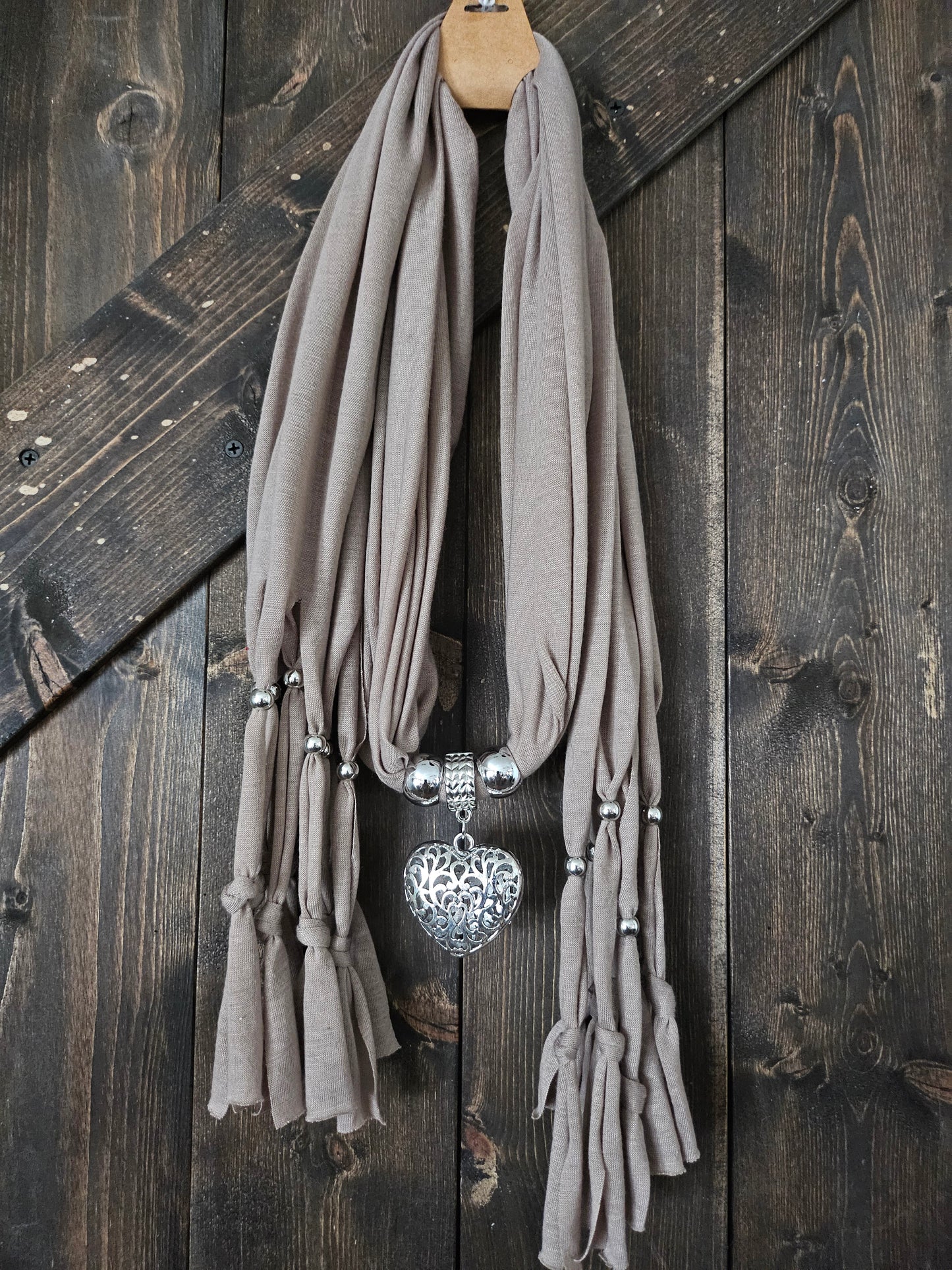 Silver pendant wrap scarf