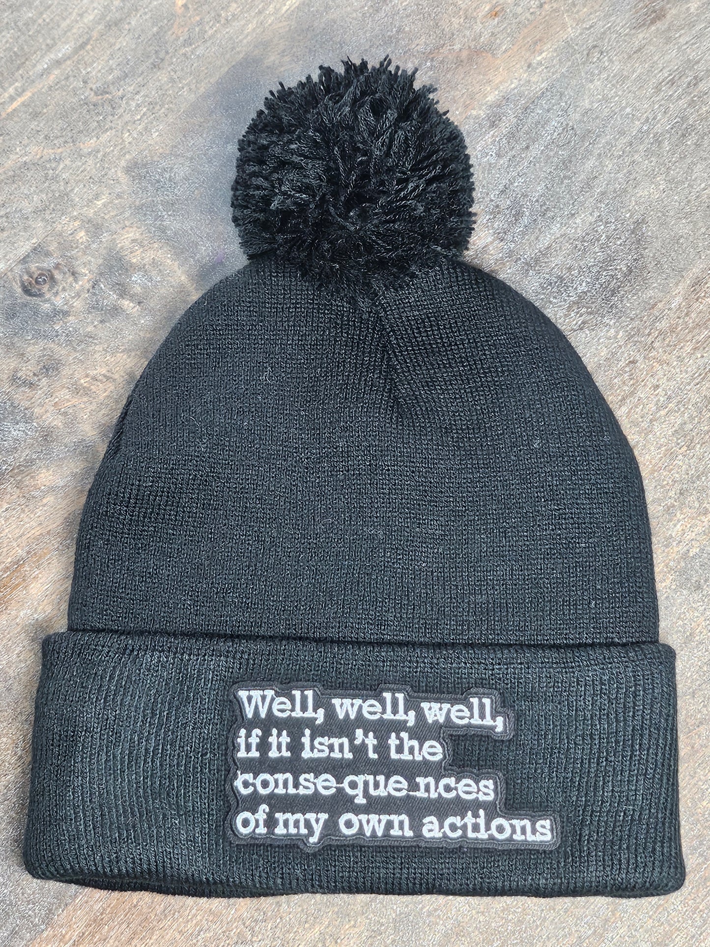 Black Beanie with embroidered patch