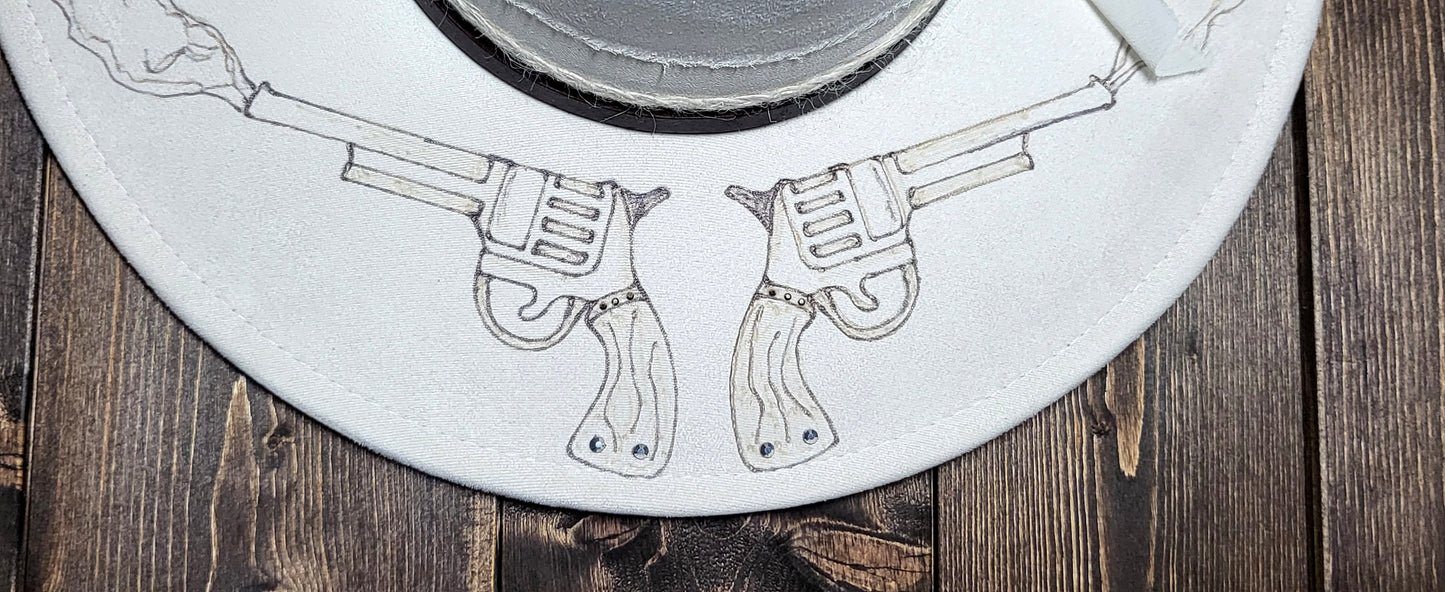Fedora-Style Cowboy Hat Hand Burned With Guns