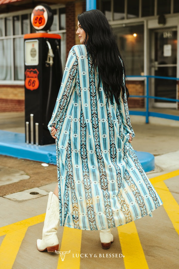 Aztec Mesh kimono duster cardigan.