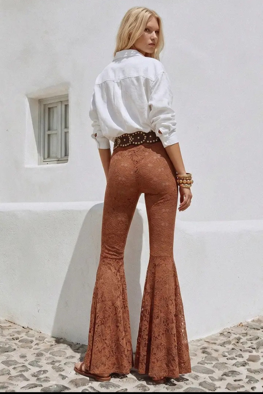 Boho Lace Bell Pants With Lining