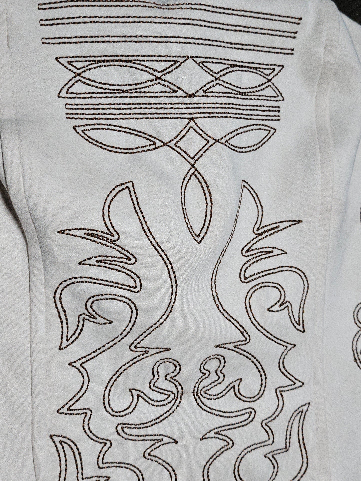 Ivory Suede Boot Stitch Embroidered Fringe Dress