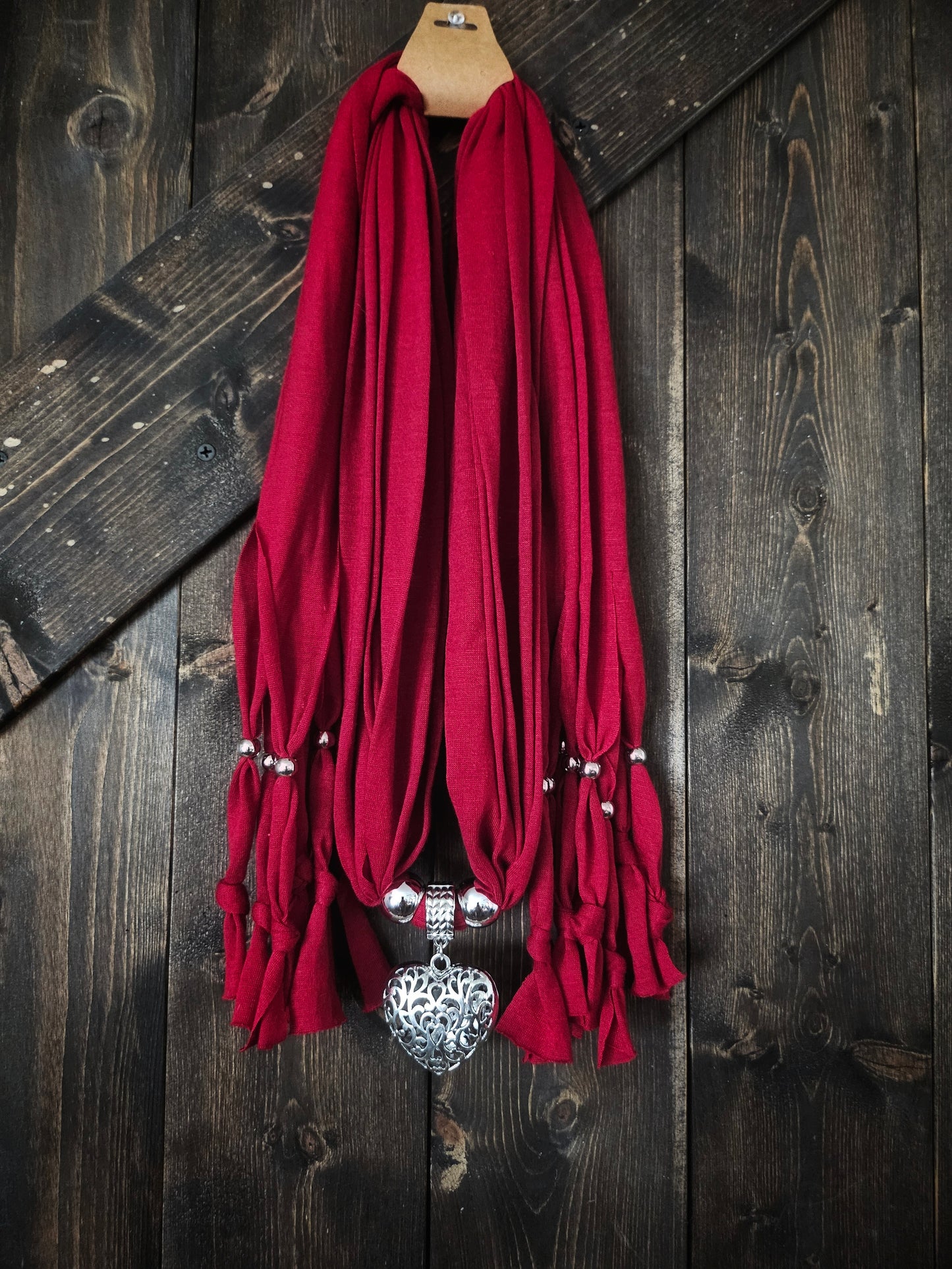 Silver pendant wrap scarf