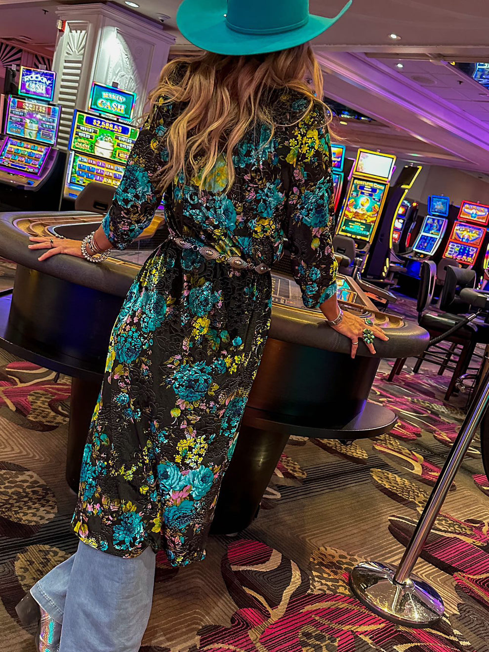 Gypsy Turquoise Floral Velvet Top