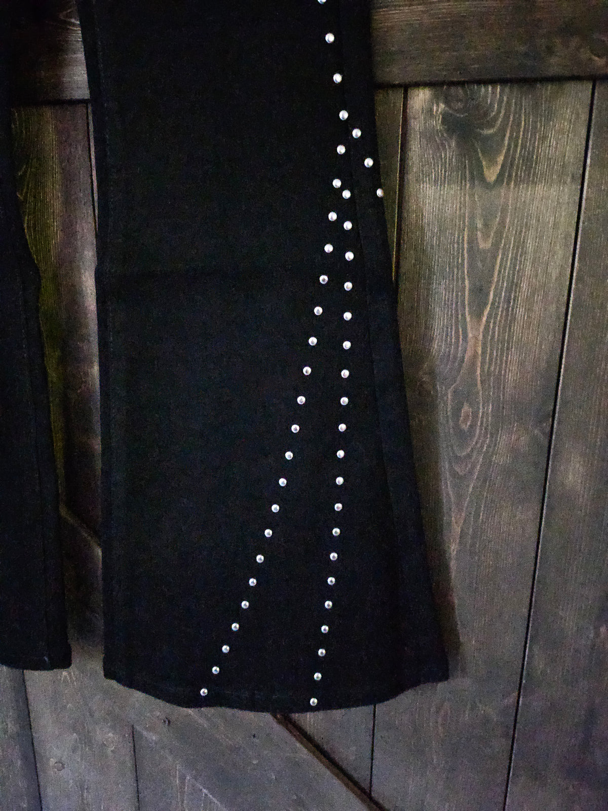 Black Vintage Studded Front Side Buckle Pants