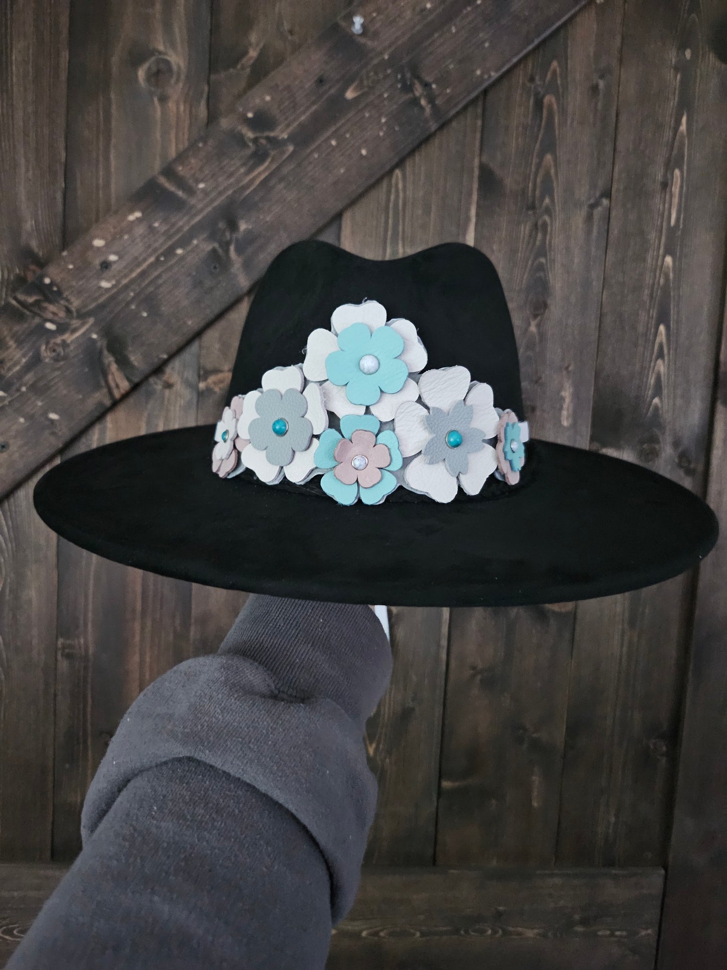 Leather hatband.