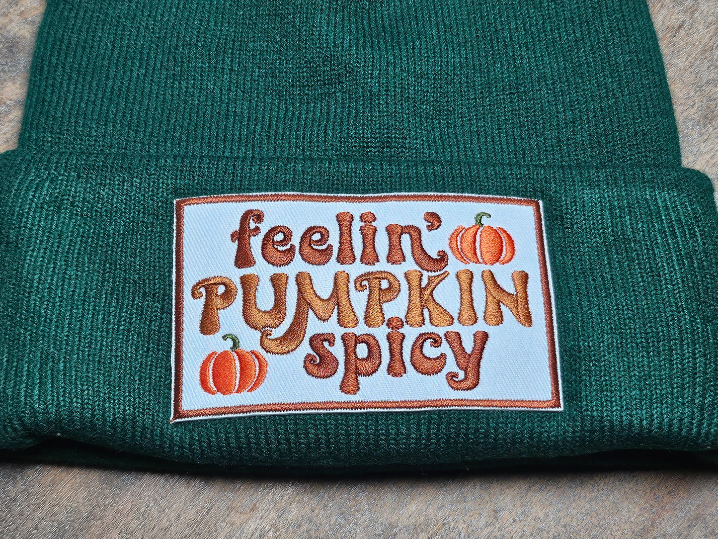 Beanie with embroidered patch