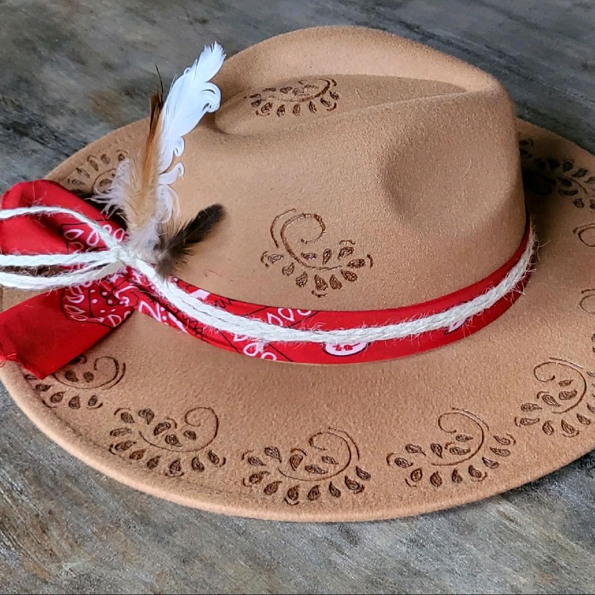 Fedora-Style Cowboy Hat Hand Burned