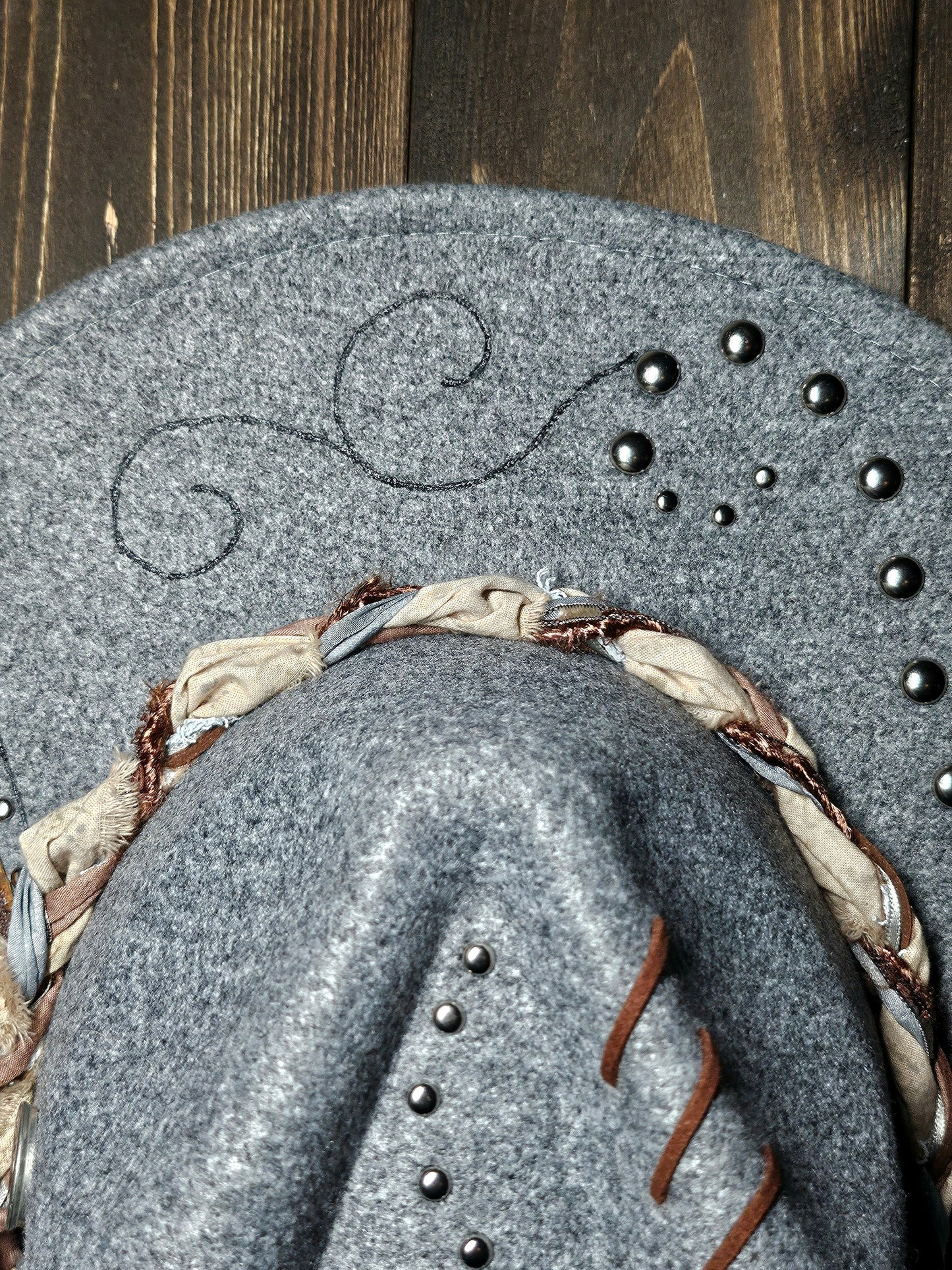 Fedora-Style Cowboy Hat Hand Burned With Embossed Leather